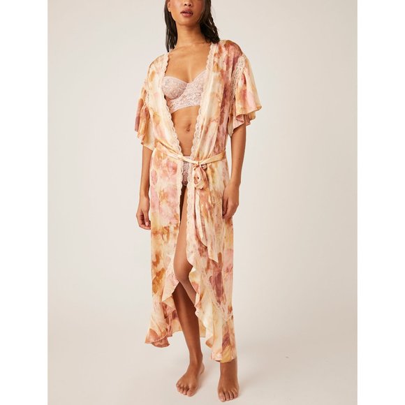 FREE PEOPLE Moonbeams Washed Robe / Sweet Combo Kimono Pajama Set size M - Picture 4 of 15